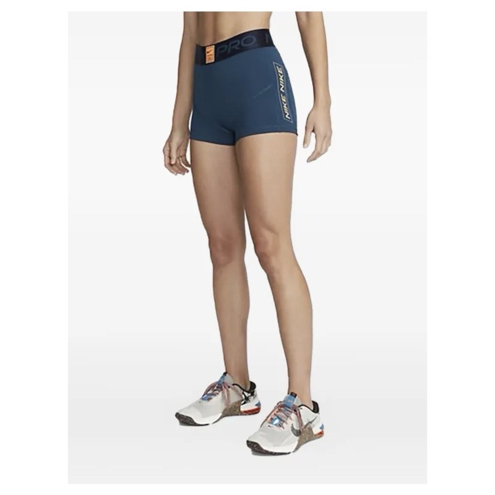 Nike Pro Dri-FIT Mid-Rise 3" Graphic Shorts‎ Womens M Blue DQ5599-460